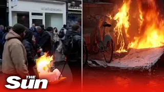 Fires rage through Paris streets as protests continue in France