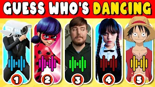 Guess Who Is Dancing?| Mrbeast,Wednesday,Skibidi Toilet,Mario,The little mermaid,One Piece netflix