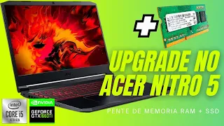 ACER NITRO 5 - COLOCANDO +16GB DE RAM E FAZENDO TESTE COMPARATIVO.