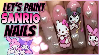 Let’s Paint Hello Kitty and Friends Nails! 💗🎀Easy Step by Step using NAILZBYDEV products!😍💗