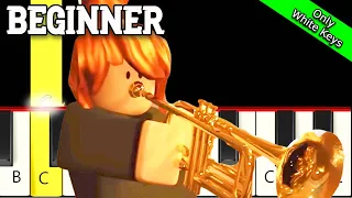 How to Meet Jack Roblox Doors  - Only White Keys - Fast and Slow (Easy) Piano Tutorial - Beginner