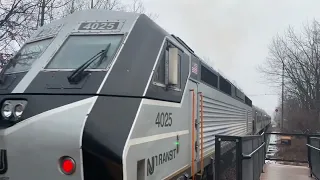 NJT trains 871 ,1074 and C&D RP-2 at Hackettstown NJ with ex-NJT 4302 leading RP-2