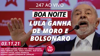 Boa Noite 247 - Pesquisa mostra Lula com larga vantagem sobre Moro e Bolsonaro