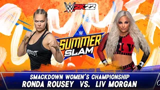 Ronda Rousey vs. Liv Morgan | SmackDown Women’s Championship Match | SummerSlam 2022 | WWE 2K22