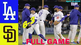 San Diego Padres Vs.Los Angeles Dodgers [FULL GAME] April 14, 2024 MLB Season Highlights 2024