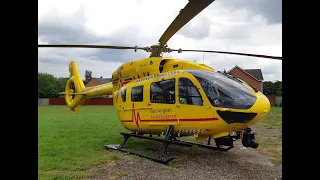 British Rescue Helicopter Startup and Takeoff H145 East Anglian Air Ambulance