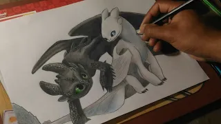 Night fury & Light fury - speed drawing / how to train your dragon 3 into the hidden world