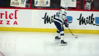 Nikita Kucherov during pre-game warm-up at the Lightning @ Senators hockey game