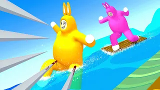 INSANE Water Death Slide Survival - Super Bunny Man (Funny Moments)