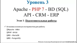 Web программирование. HTML 5 - Уровень 3 часть 1; PHP 7, Apache, PostgreSQL, BD