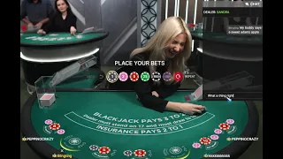 WHAT?! - BLACKJACK DEALER CRACKS UP!