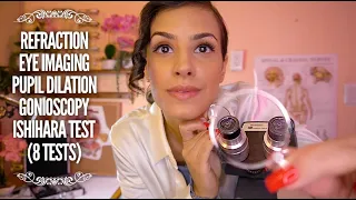 ASMR 8 Sleepy Eye Exams | Lens 1 or 2 | Retinal Imaging | Dilation | Cranial Nerve Exam