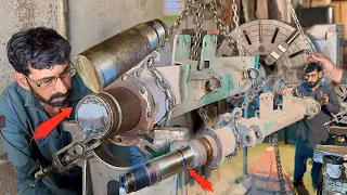 How to repair a broken heavy truck trailer wheel axle shaft due to overload complete work process