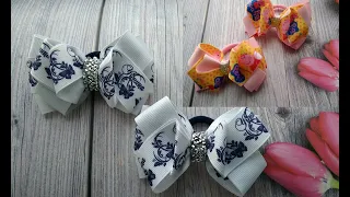 Красивые бантики из репсовой ленты  2,5 см  МК Канзаши  Cute ribbon bow 2 5 cm