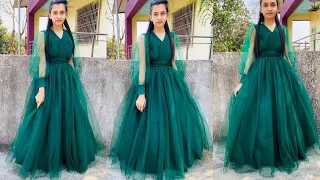 Designer gown cutting and stitching full tutorial step by step