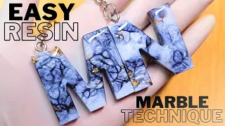 How To Create Marble Effect In Resin Letter Keychains | Resin Art For Beginners Step By Step