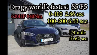 World's fastest Audi S5 F5 3.0TFSI 620HP 840Nm Dragy 0-100km/h, 100-200, 1/4mile GREGOR10 Poland