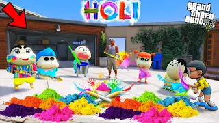 Celebrating Holi Franklin & Shinchan and His Friends in GTA 5 ! (GTA 5 Mods) | GTA 5 Celebrate HOLI