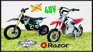 Razor MX650 vs Mototec 1000W comparison = 36V to 48V upgrade too