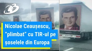 Un șofer român și-a decorarat TIR-ul cu portretul lui Nicolae Ceaușescu