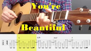 You're Beautiful - James Blunt - Fingerstyle Guitar Tutorial Tab