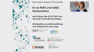 Anwendungen von KI an SAGE und MINT Hochschulen - Austausch für Lehrende und Studierende