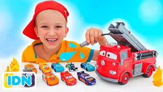 Vlad dan Niki bermain dengan Disney Mobil dan merayakan Hari Lightning McQueen