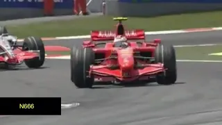 Fernando Alonso goes off- track! The Start of the 2007 Spanish GP (Felipe Massa vs Fernando Alonso)