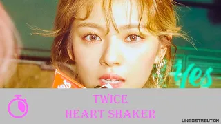 TWICE - Heart Shaker Line Distribution (with hidden vocals)