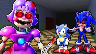 SONIC.EXE AND BABY SONIC VS ESCAPE MISS ANI-TRON'S DETENTION IN ROBLOX