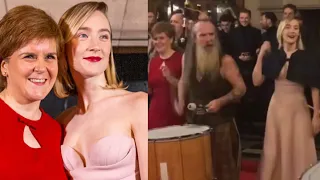 Saoirse Ronan Dancing with Nicola Sturgeon Mary Queen of Scots Premiere