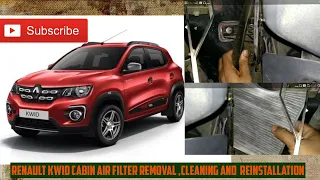 Renault Kwid -Cabin Air filter Removal ,Cleaning and Reinstallation-DIY