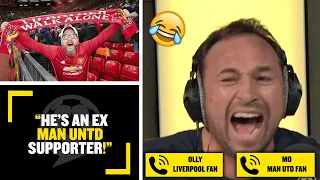 “HE’S AN EX MAN UTD FAN!” 🤣 Man Utd fan Mo accuses his friend Olly of switching teams to Liverpool!