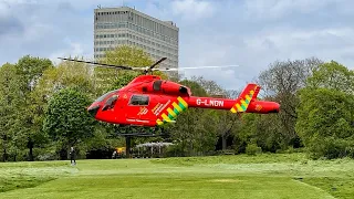 EMERGENCY RESPONSE AIR AMBULANCE HOVERS IN LONDON ROYAL PARK