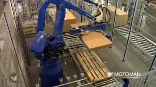 Motoman robots packing IKEA book cases
