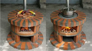 How to make a 2 in 1 wood stove from beautiful red bricks