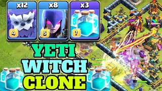 3 Clone Spell + 12 Yeti + 8 Witch New Th14 Attack Strategy | Th14 Yeti Witch Attack With Clone Spell