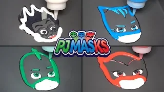 PJ Masks Pancake Art - ROMEO, CATBOY, OWLETTE, GEKKO / Satisfying Video For Kids