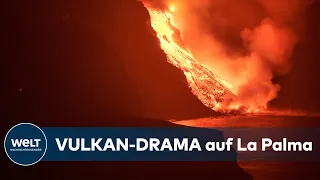 VULKANAUSBRUCH AUF LA PALMA: Glühende LAVA fließt ins Meer - ANGST vor Gasen