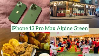 New iPhone 13 Pro Max Alpine Green Unboxing || Accessories and Setup || Laffah Restaurant Sharjah