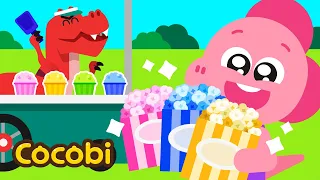 The T-rex is Selling Rainbow Popcorn🌈Color Songs Compilation for Kids | Cocobi