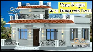 30'-0"x35'-0" 3D Home Design With Detail |गाँव के लिए 2Room Vastu के अनुसार घर | Gopal Architecture