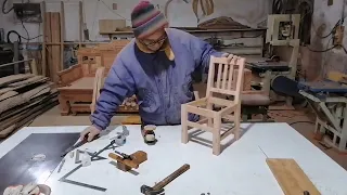 A small chair made by a woodworker for a friend using a traditional craft