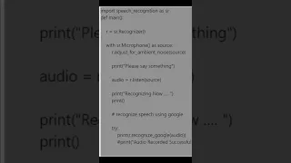 Speech Recognition using Python 🤯😱 #short #coding