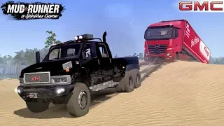 Spintires: MudRunner - GMC 4500 6x6 Towing a Semi Truck through the Sand Dunes