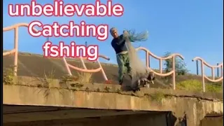 Unbelievable and satisfying cast net fishing , big fish catching