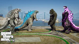 Mechagodzilla, Atomic Godzilla vs Shin Godzilla, Kong - God Battle ( GTA V Mods )