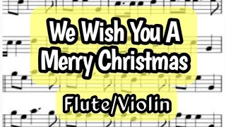 WE WISH YOU A MERRY CHRISTMAS Flute Violin Sheet Music Backing Track Play Along Partitura