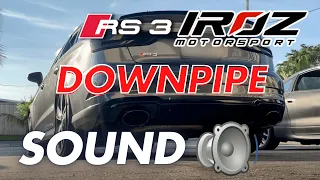 Hdwerks - IROZ RS3 downpipe install and test drive! SOUND ON!