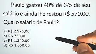 QUESTÃO DE FRAÇÃO e PORCENTAGEM QUE A MAIORIA NÃO SABE RESOLVER! VOCÊ CONSEGUE ?  @Teuprofessor